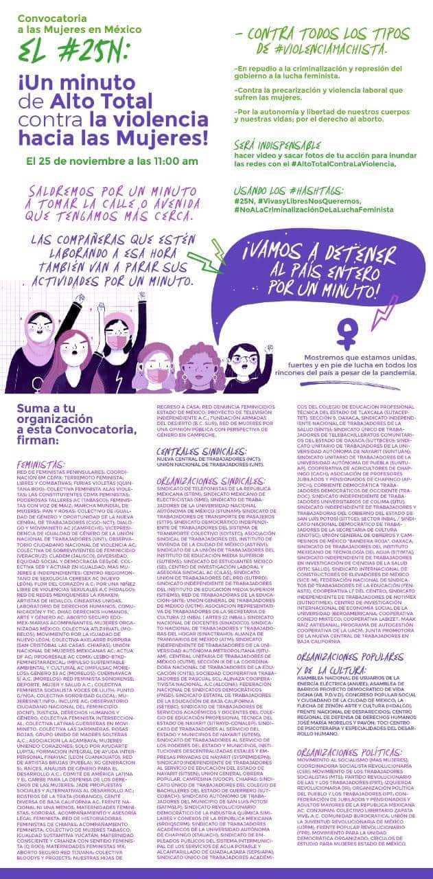 Mujeres toman las calles por un minuto para exigir alto a la violencia Mujeres toman las calles por un minuto para exigir alto a la violencia