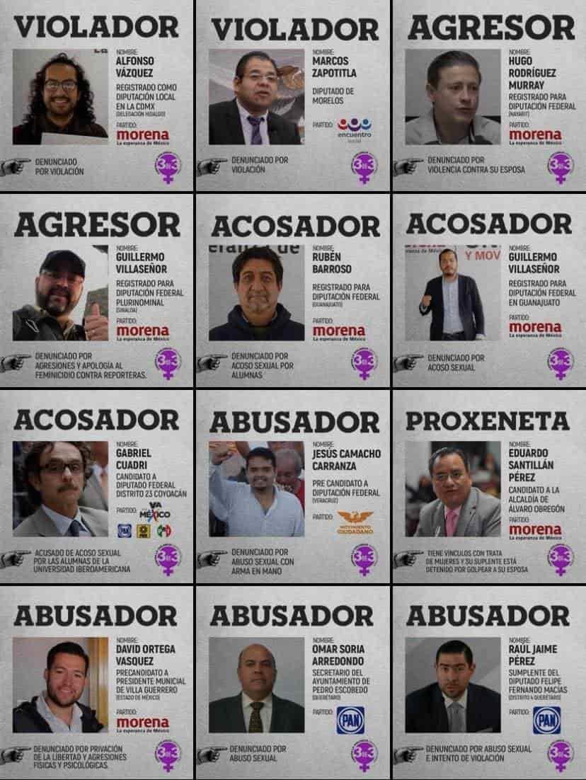 Colectivo “hace la chamba” a partidos: exhibe a agresores de mujeres