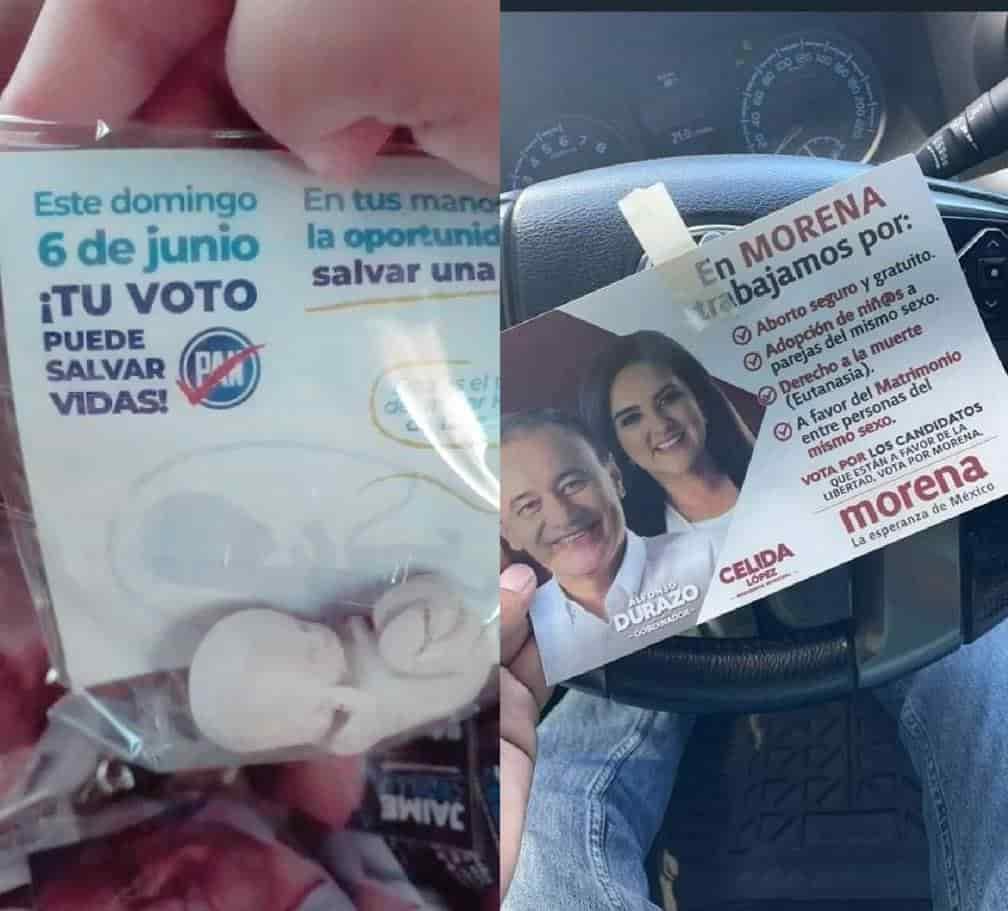 Candidato del PAN pro-vida se promueve con fetos en campaña