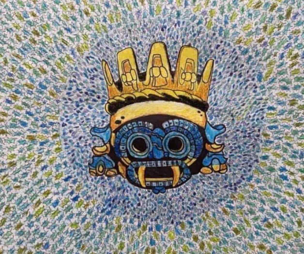Niña mexicana gana concurso en Japón con un dibujo de Tláloc Niña mexicana gana concurso en Japón con un dibujo de Tláloc