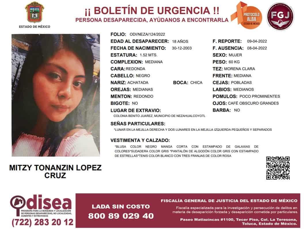 ¿La has visto? Mitzy fue reportada como desaparecida en Nezahualcóyotl ¿La has visto? Mitzy fue reportada como desaparecida en Nezahualcóyotl