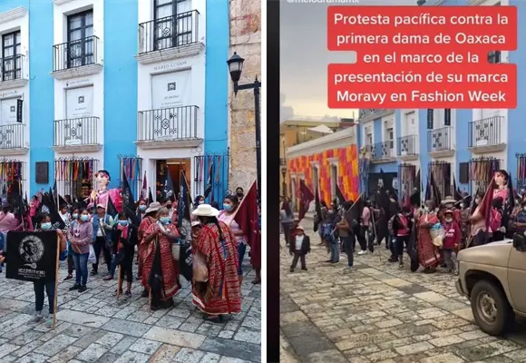 Mujeres oaxaque&ntilde;as detienen Fashion Week en Oaxaca por plagio