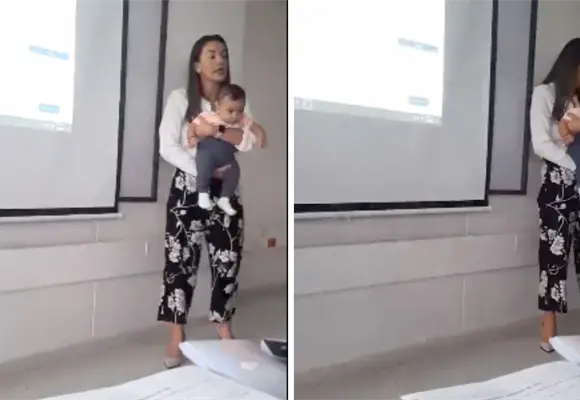 Video: Maestra cuida a bebé en clase para que alumna ponga atención