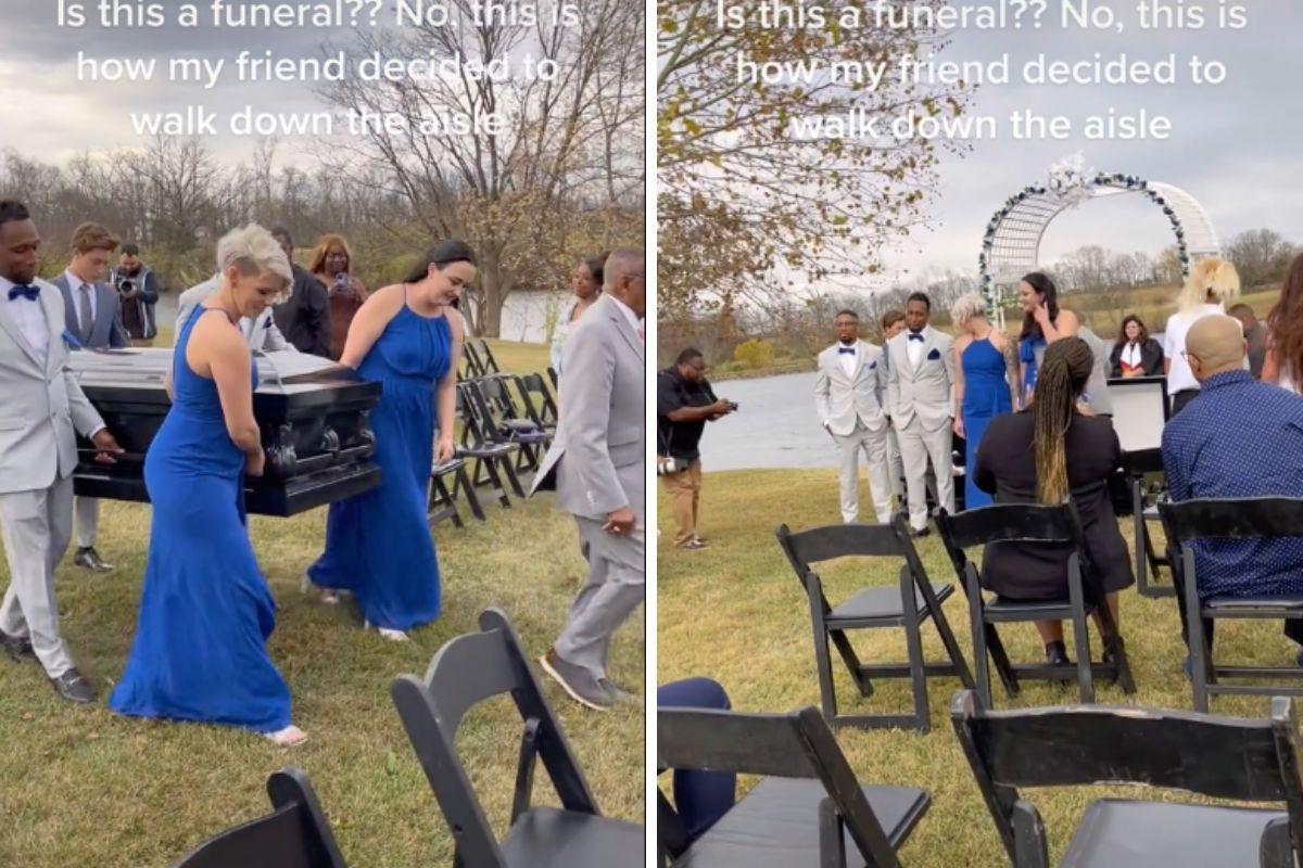 Video: Hombre llega en ataúd a su boda y esta fue la reacción de los invitados Video: Hombre llega en ataúd a su boda y esta fue la reacción de los invitados