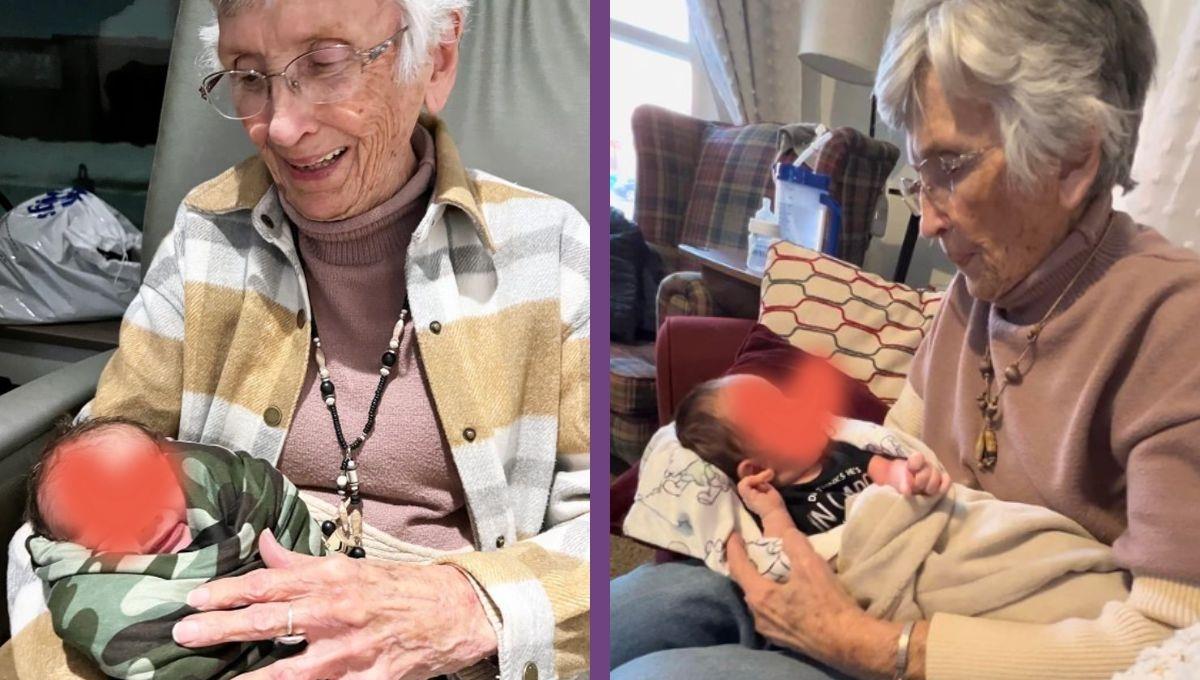 Abuelita con demencia senil recuerda canción de cuna al mecer a su bisnieto Abuelita con demencia senil recuerda canción de cuna al mecer a su bisnieto